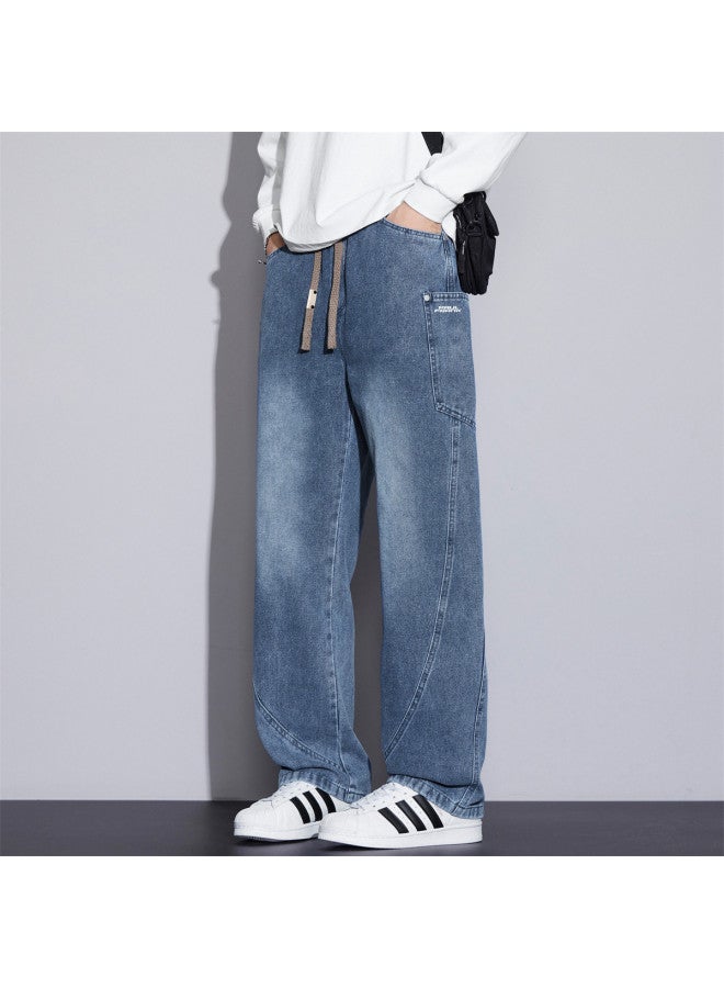 Paul Frank Trendy Workwear Jeans For Men In Autumn And Winter, Loose And Comfortable Versatile Straight-leg Pants, American High-street Curved Knife Pants, Men's Trousers - Image 4
